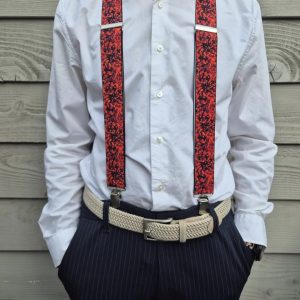 Danish plush Mens suspenders Red