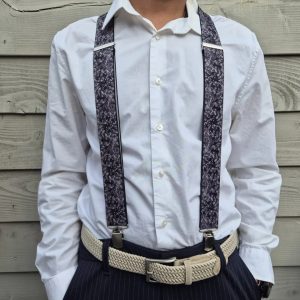 Danish plush Mens suspenders Grey