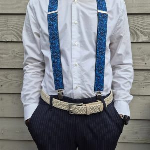 Danish plush Mens suspenders Blue