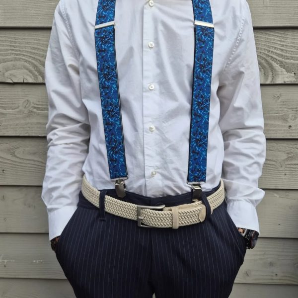 Danish plush Mens suspenders Blue